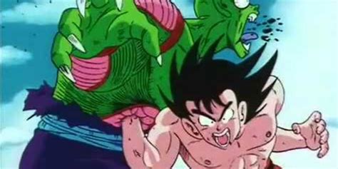 dragon ball gut punch|goku punches through king piccolo.